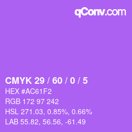 カラーコード: CMYK 29 / 60 / 0 / 5 | qconv.com
