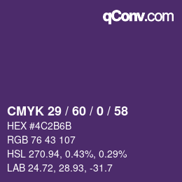 カラーコード: CMYK 29 / 60 / 0 / 58 | qconv.com