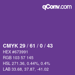 カラーコード: CMYK 29 / 61 / 0 / 43 | qconv.com