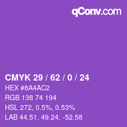 Farbcode: CMYK 29 / 62 / 0 / 24 | qconv.com