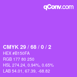 カラーコード: CMYK 29 / 68 / 0 / 2 | qconv.com