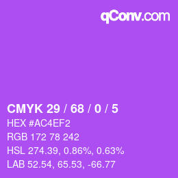 カラーコード: CMYK 29 / 68 / 0 / 5 | qconv.com
