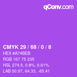 カラーコード: CMYK 29 / 68 / 0 / 8 | qconv.com