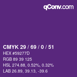 Color code: CMYK 29 / 69 / 0 / 51 | qconv.com
