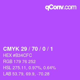 カラーコード: CMYK 29 / 70 / 0 / 1 | qconv.com