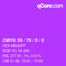 颜色代码: CMYK 29 / 79 / 0 / 0 | qconv.com