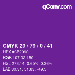 Color code: CMYK 29 / 79 / 0 / 41 | qconv.com