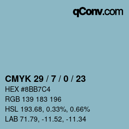 Color code: CMYK 29 / 7 / 0 / 23 | qconv.com