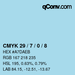 カラーコード: CMYK 29 / 7 / 0 / 8 | qconv.com