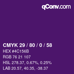 Farbcode: CMYK 29 / 80 / 0 / 58 | qconv.com