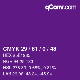 Color code: CMYK 29 / 81 / 0 / 48 | qconv.com