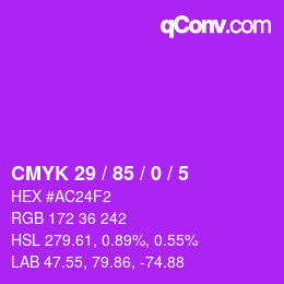 颜色代码: CMYK 29 / 85 / 0 / 5 | qconv.com