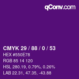 Color code: CMYK 29 / 88 / 0 / 53 | qconv.com