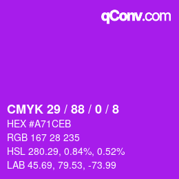 カラーコード: CMYK 29 / 88 / 0 / 8 | qconv.com