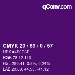Color code: CMYK 29 / 89 / 0 / 57 | qconv.com