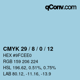 カラーコード: CMYK 29 / 8 / 0 / 12 | qconv.com