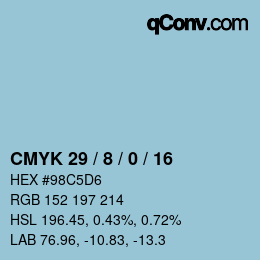 颜色代码: CMYK 29 / 8 / 0 / 16 | qconv.com