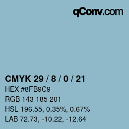 カラーコード: CMYK 29 / 8 / 0 / 21 | qconv.com