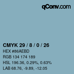カラーコード: CMYK 29 / 8 / 0 / 26 | qconv.com