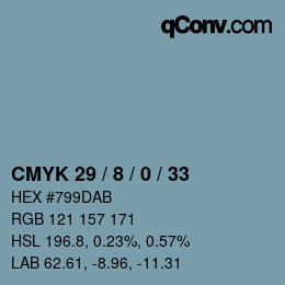 カラーコード: CMYK 29 / 8 / 0 / 33 | qconv.com