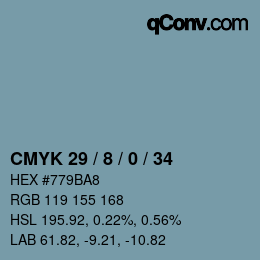 颜色代码: CMYK 29 / 8 / 0 / 34 | qconv.com