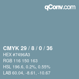 Color code: CMYK 29 / 8 / 0 / 36 | qconv.com