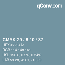 Color code: CMYK 29 / 8 / 0 / 37 | qconv.com