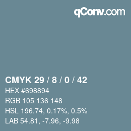 カラーコード: CMYK 29 / 8 / 0 / 42 | qconv.com
