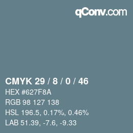 カラーコード: CMYK 29 / 8 / 0 / 46 | qconv.com