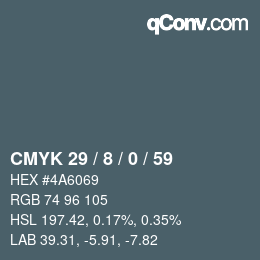 カラーコード: CMYK 29 / 8 / 0 / 59 | qconv.com
