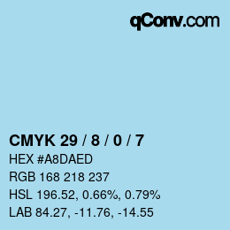 カラーコード: CMYK 29 / 8 / 0 / 7 | qconv.com