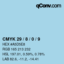 カラーコード: CMYK 29 / 8 / 0 / 9 | qconv.com
