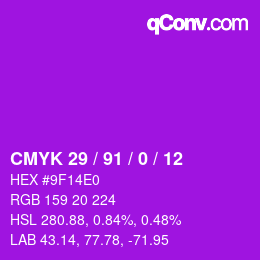 Color code: CMYK 29 / 91 / 0 / 12 | qconv.com
