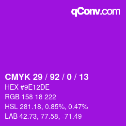 颜色代码: CMYK 29 / 92 / 0 / 13 | qconv.com