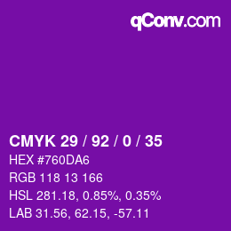 カラーコード: CMYK 29 / 92 / 0 / 35 | qconv.com
