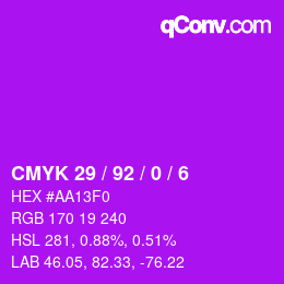 カラーコード: CMYK 29 / 92 / 0 / 6 | qconv.com