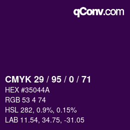 颜色代码: CMYK 29 / 95 / 0 / 71 | qconv.com