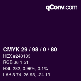 Color code: CMYK 29 / 98 / 0 / 80 | qconv.com