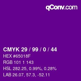 Color code: CMYK 29 / 99 / 0 / 44 | qconv.com