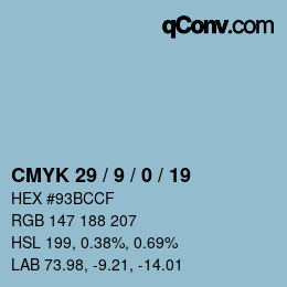 Color code: CMYK 29 / 9 / 0 / 19 | qconv.com