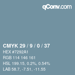 カラーコード: CMYK 29 / 9 / 0 / 37 | qconv.com