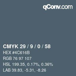 Código de color: CMYK 29 / 9 / 0 / 58 | qconv.com