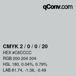 カラーコード: CMYK 2 / 0 / 0 / 20 | qconv.com