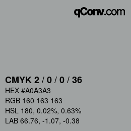 カラーコード: CMYK 2 / 0 / 0 / 36 | qconv.com