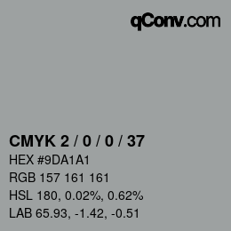 カラーコード: CMYK 2 / 0 / 0 / 37 | qconv.com