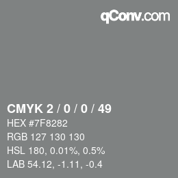 颜色代码: CMYK 2 / 0 / 0 / 49 | qconv.com