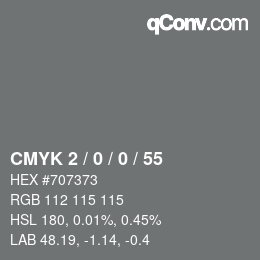 カラーコード: CMYK 2 / 0 / 0 / 55 | qconv.com