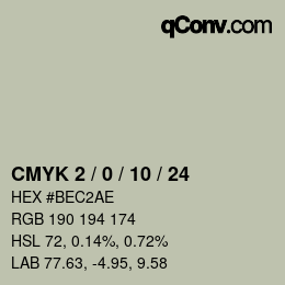 カラーコード: CMYK 2 / 0 / 10 / 24 | qconv.com