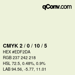カラーコード: CMYK 2 / 0 / 10 / 5 | qconv.com