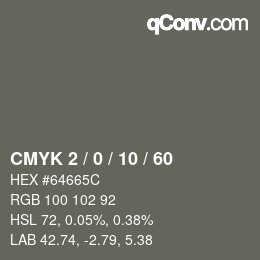 カラーコード: CMYK 2 / 0 / 10 / 60 | qconv.com